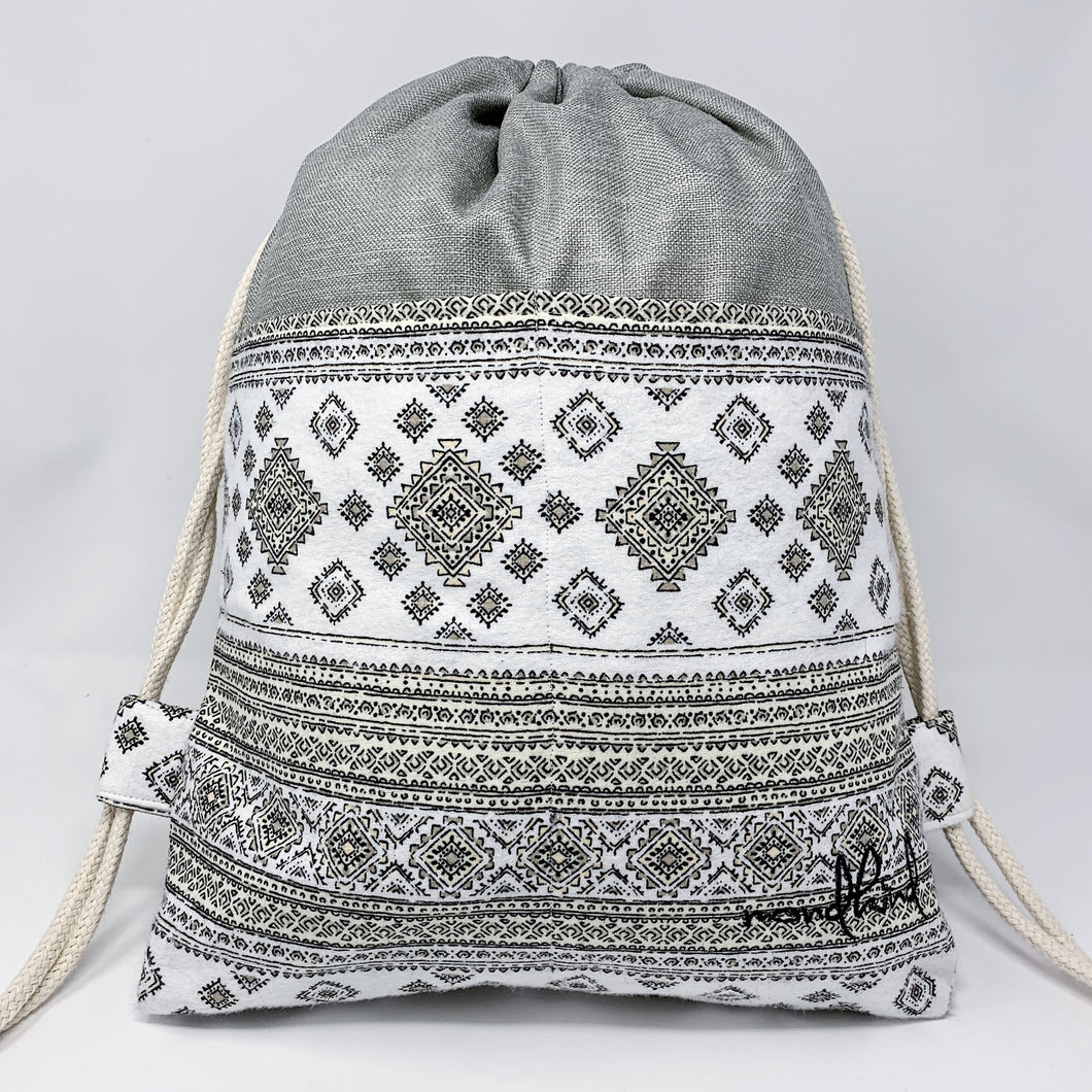 Mondkind Backpack with front pockets * Wanderlust *  Silvery Aztec