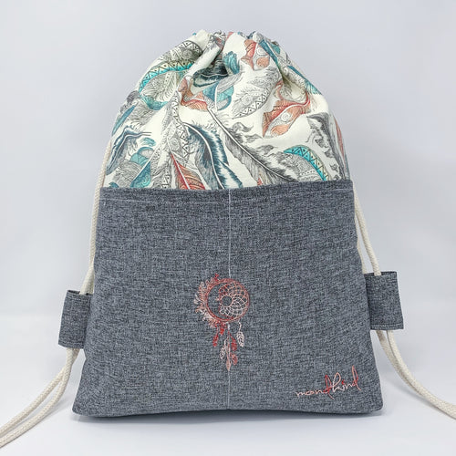 Mondkind Backpack with front pockets * Wanderlust * Catch my Peach Feather