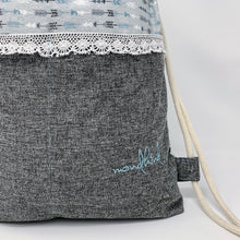 Load image into Gallery viewer, Mondkind Backpack with front pockets * Wanderlust *  Turquoise Arrows