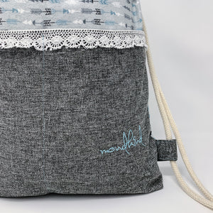 Mondkind Backpack with front pockets * Wanderlust *  Turquoise Arrows