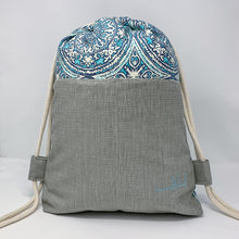 Load image into Gallery viewer, Mondkind Backpack with front pockets * Wanderlust * Ice Blue Ornaments