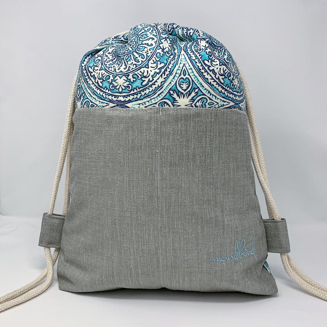 Mondkind Backpack with front pockets * Wanderlust * Ice Blue Ornaments