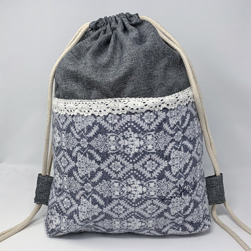 Mondkind Backpack with front pockets * Wanderlust * Grey Aztec Lady